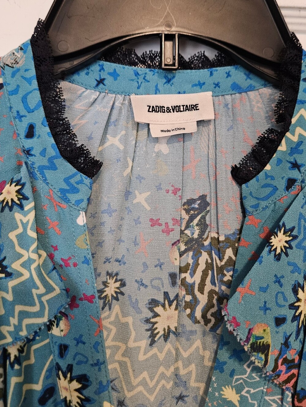 Zadig & Voltaire Blue & Multicolour Ruskie Glam Ruffled Dress - Picture 12 of 13